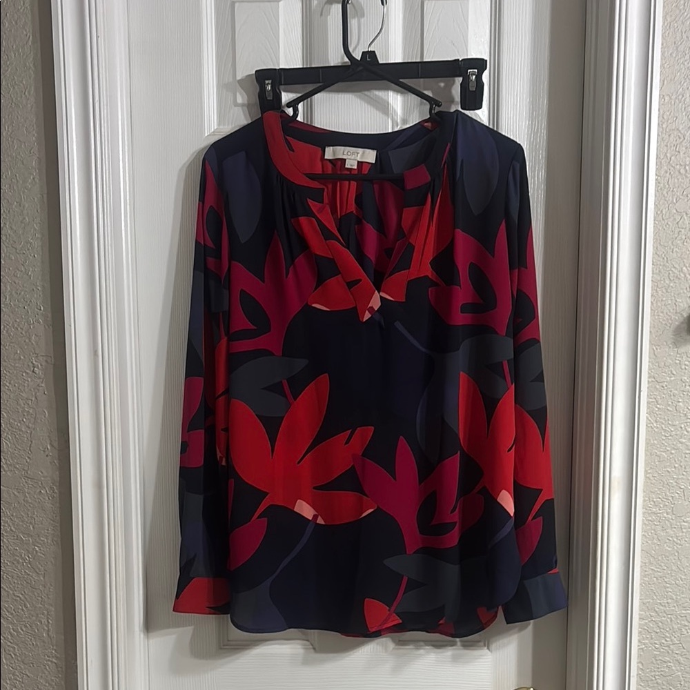 Elegant Women's Floral Top - Red and Black